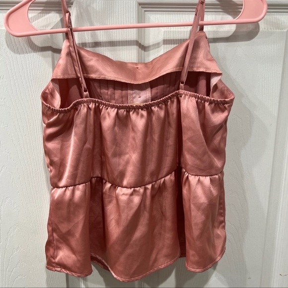 Monteau Rose Pink Sati Peplum Cami Tank Top M - Picture 3 of 5